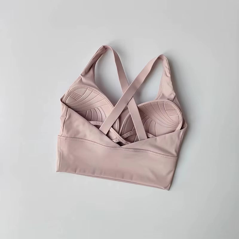 Women'S Shock-Absorbing Yoga Sports Bra Summer Fitness Gathered Breasts Accessory Breathable Comfortable Yoga Sports Bra