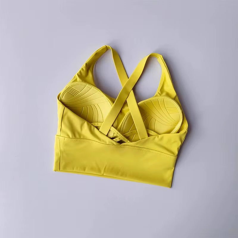 Women'S Shock-Absorbing Yoga Sports Bra Summer Fitness Gathered Breasts Accessory Breathable Comfortable Yoga Sports Bra