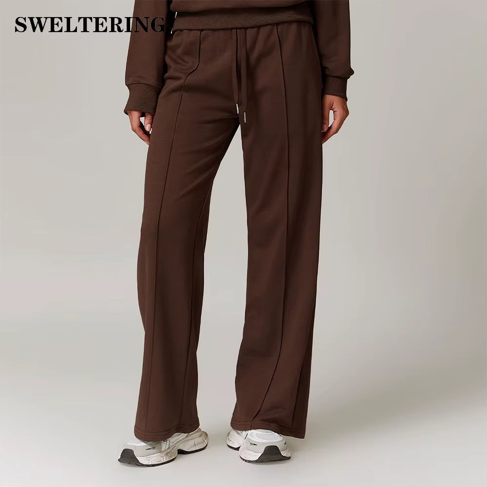 Winter New High Waisted Loose Fit Sports Sweatpants for Women Straight Leg Casual Pants with Pockets Sports Pants for Women